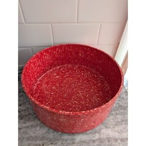 Vintage 70s MCM Peter Pan Co Melamine‎ 9" Red Speckled Confetti Container